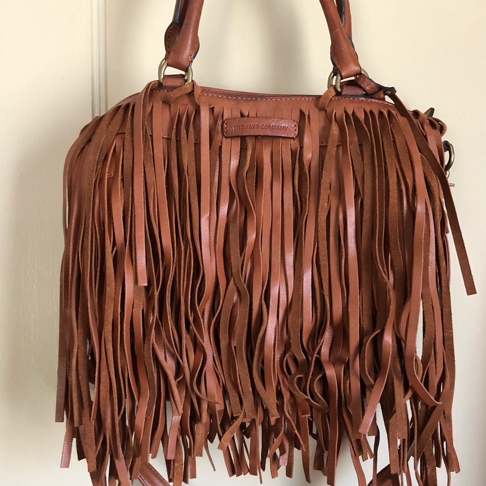 Heidi Fringe Shoulder Whiskey Leather Tote